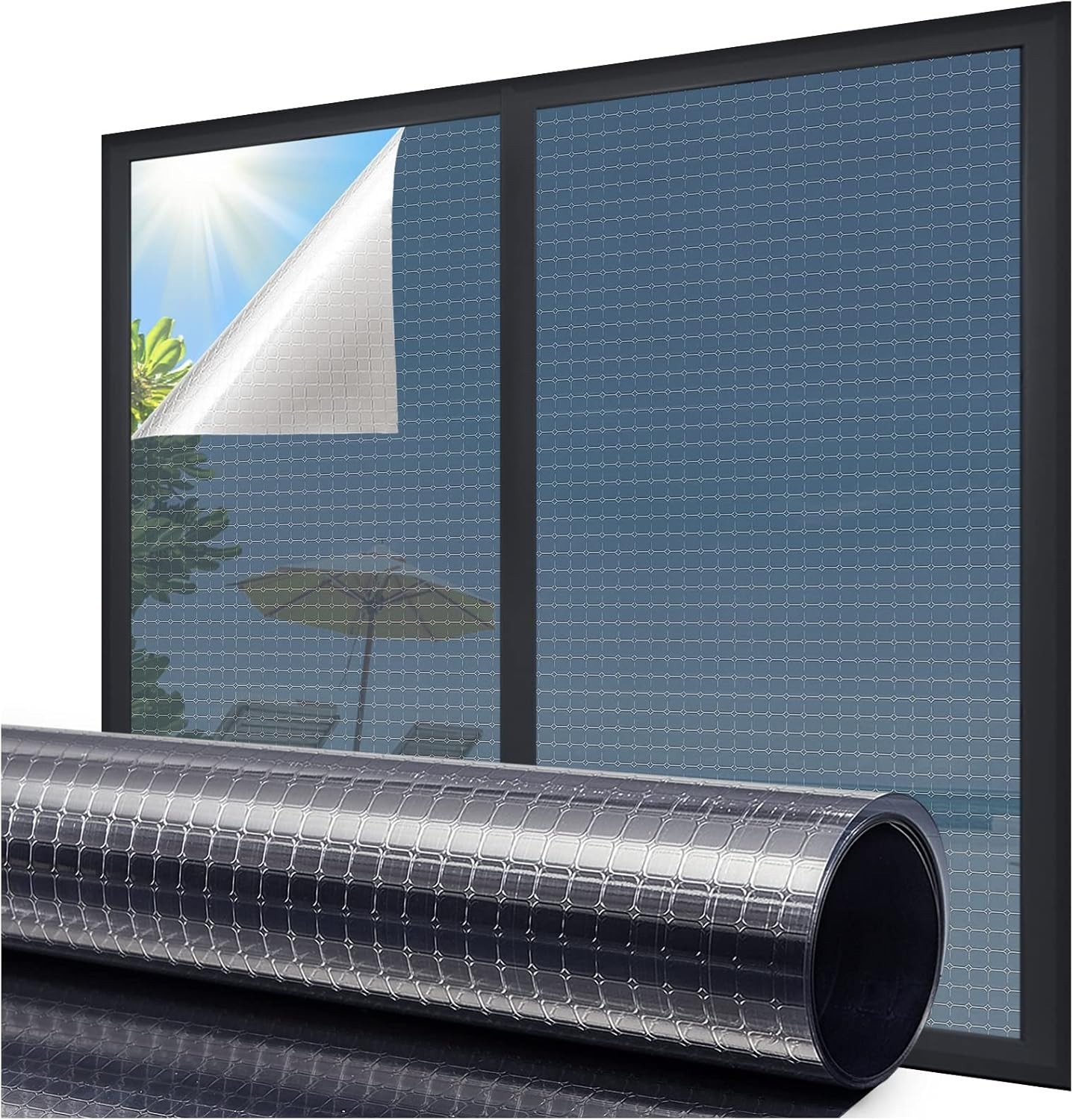 Coavas One Way Privacy Window Film Reflective Tint for Home Static Heat Blocking