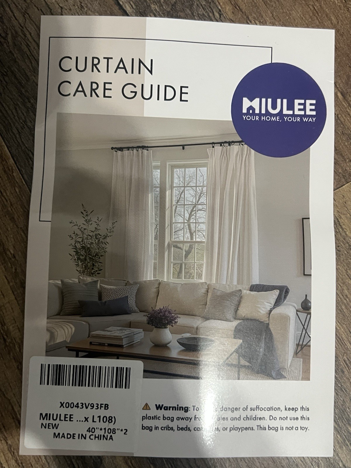 Miulee Natural Pinch Pleated 100% Blackout Linen Curtains 108 Inch Long