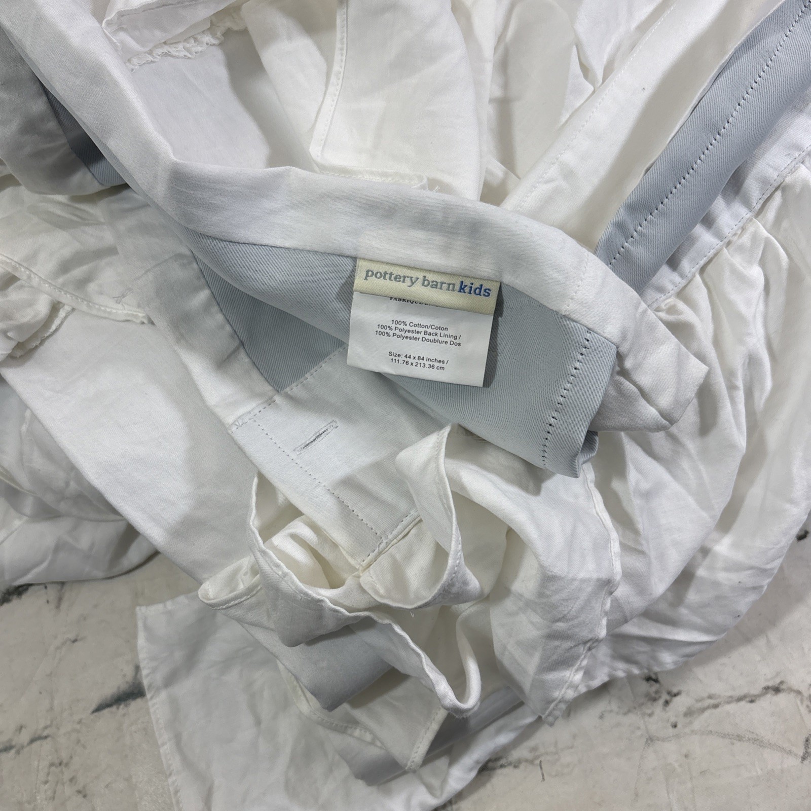 Pottery Barn Kids Ruffles Layers Blackout Curtain White 44×84 Each 2 Panels
