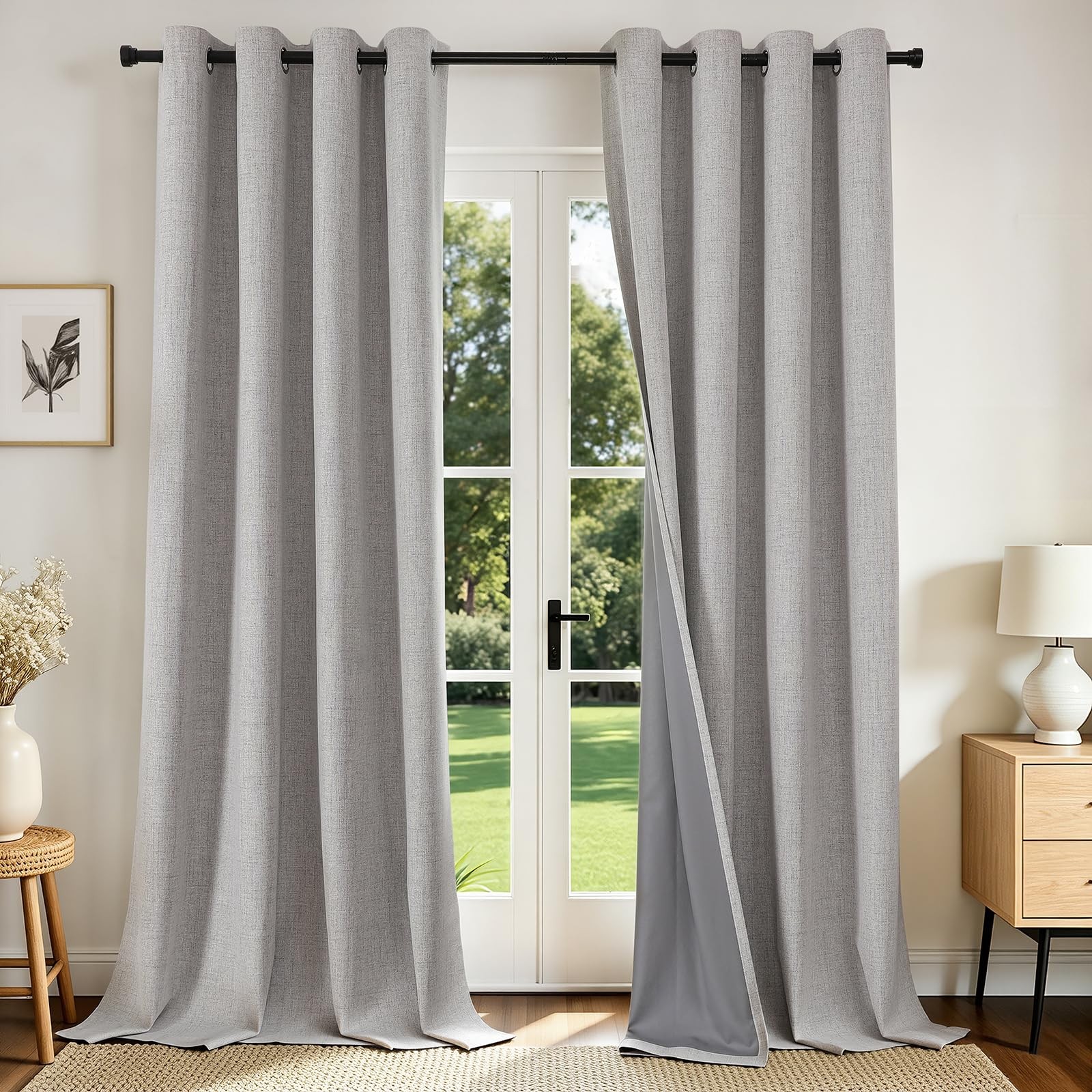 Cortinas Opacas de 244 CM con Reduccion de Ruido para Sala Juego de 2 Pz