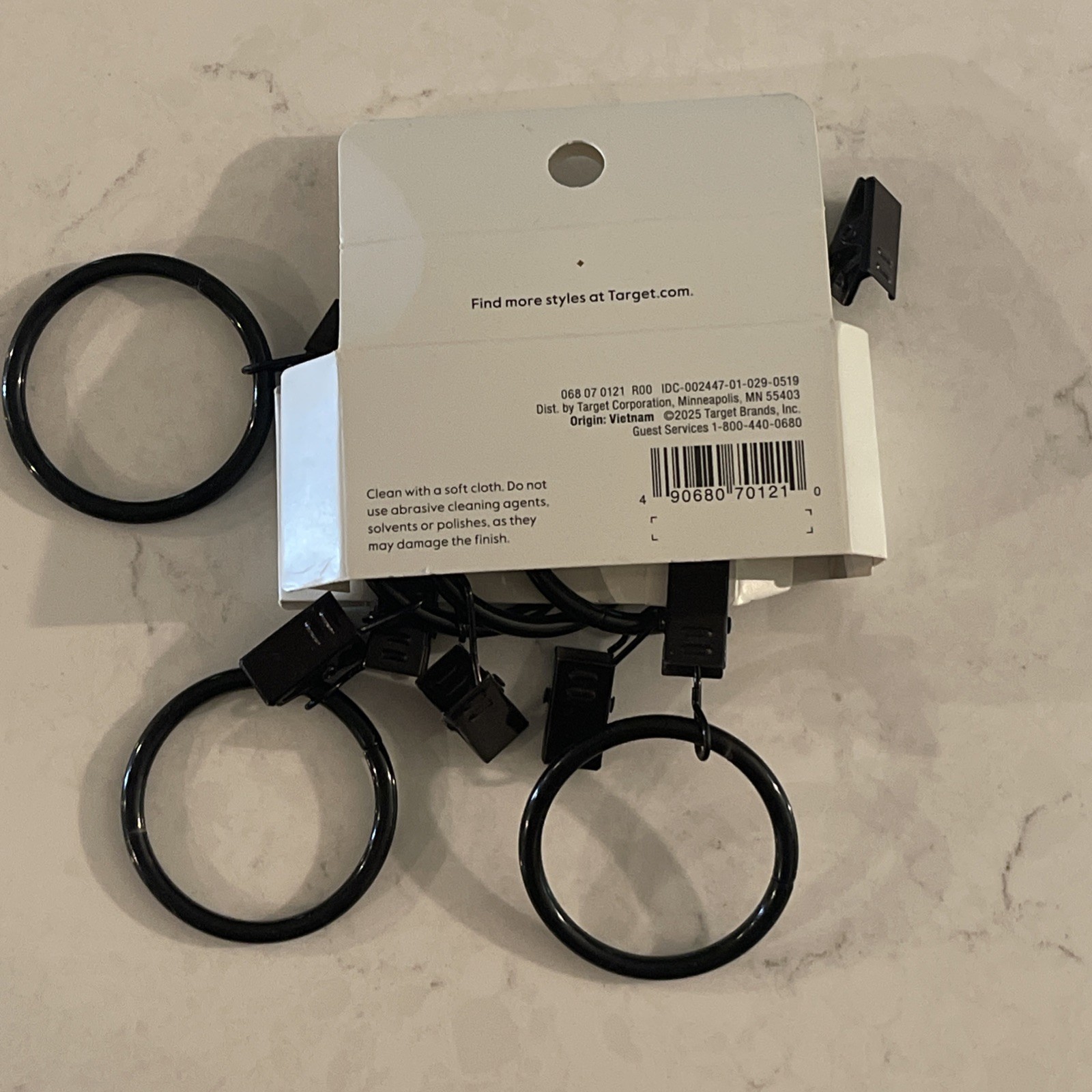 Threshold Curtain Clip Rings Set 7 Pack Oil Rubbed Bronze 1.5” Black Metal New