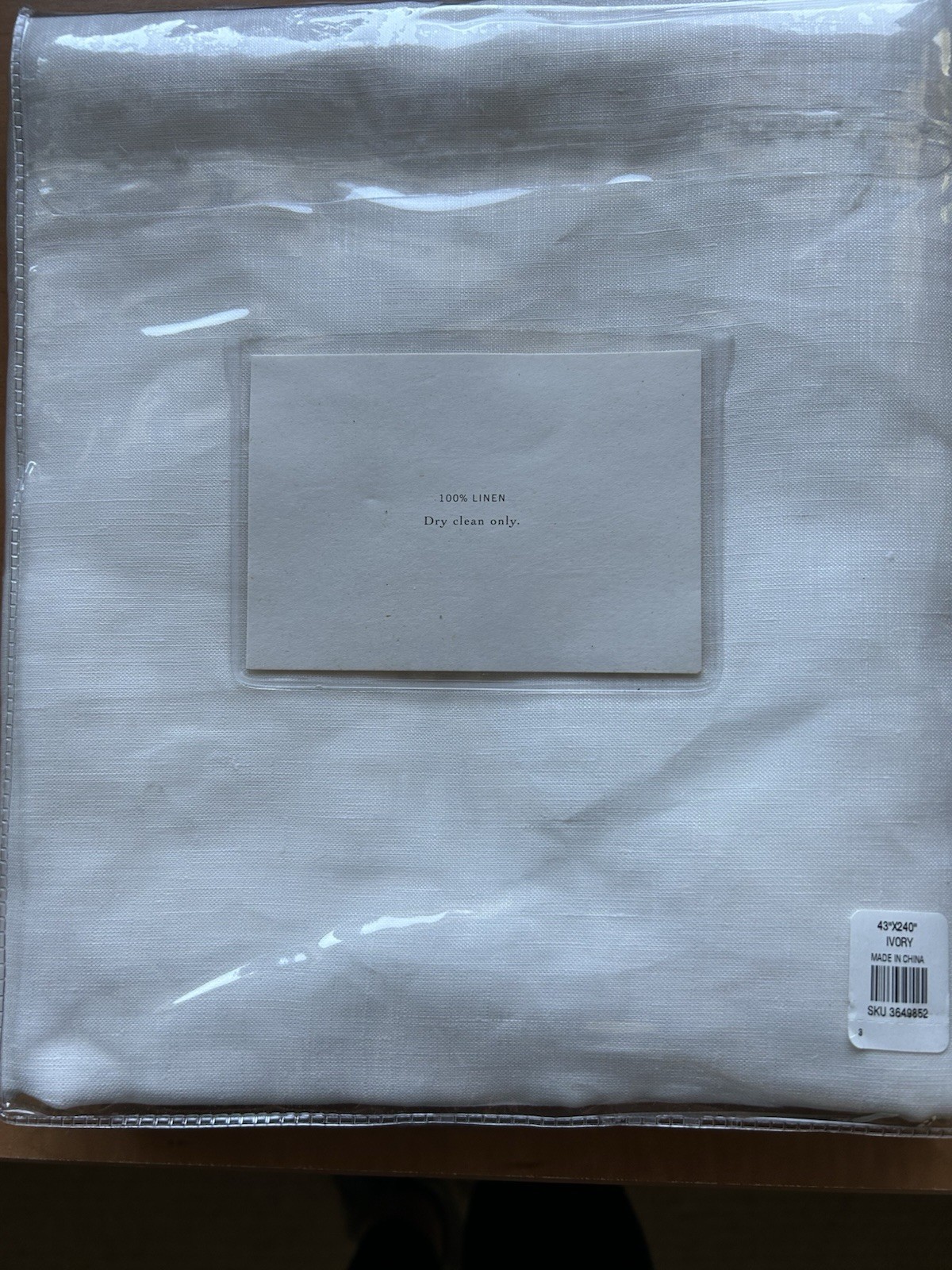 Pottery barn 43”x240” 100% Linen; Ivory, 1 Panel