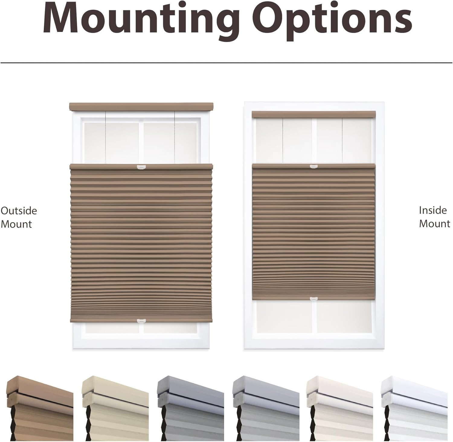 Cordless 1.5″ Blackout Cellular Shade, Top Down Bottom Up, Latte, 37″x54