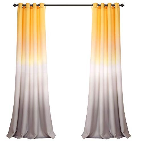 , Yellow and Gray Umbre Fiesta 52″W x 95″L (Pack of 2) Yellow & Gray Pair