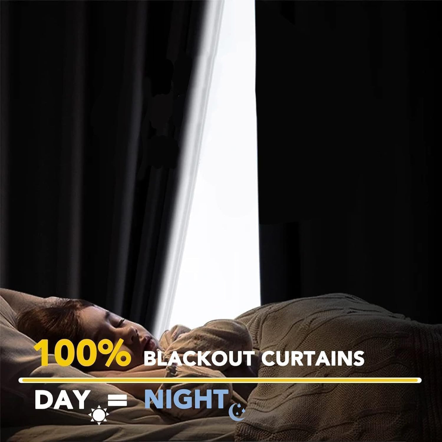 Full Blackout Curtains for Bedroom 84 Inch Length 2 Panels Set, Clip Rings/Rod P