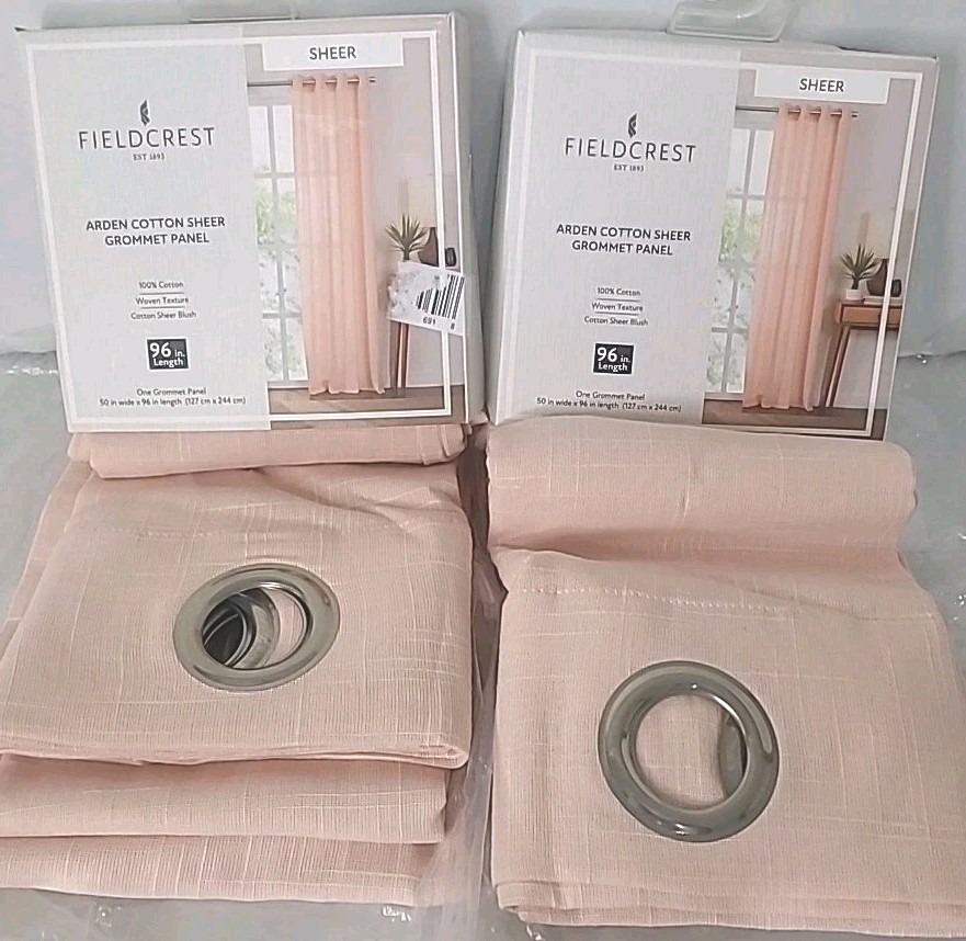 2 Panel Fieldcrest Arden Solid Cotton Sheer Grommet Top 50″X96″ Blush