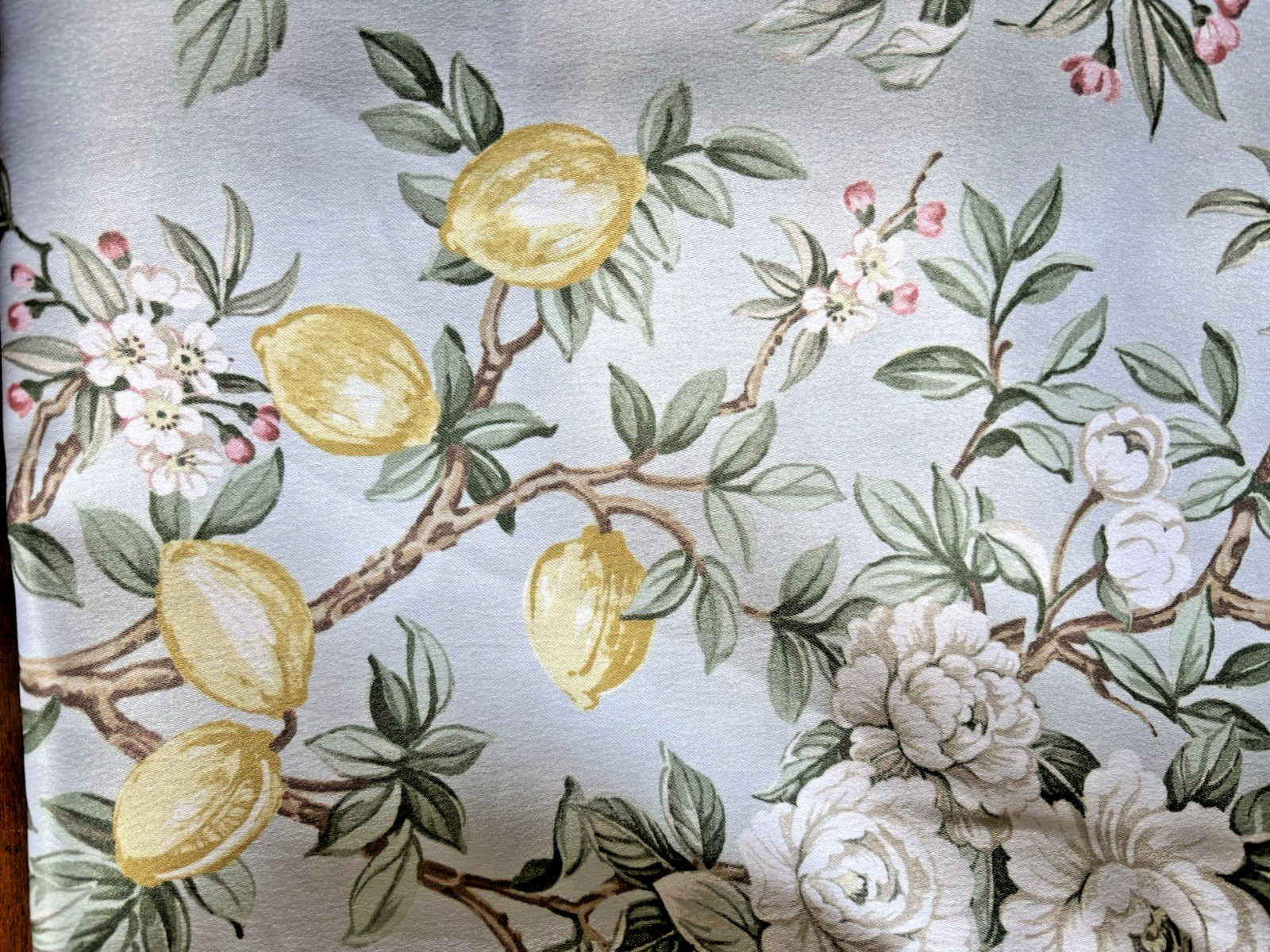 Lemon Floral Cottage Set of 2 Curtains Blue Botanical Farmhouse 37 x 84″ New