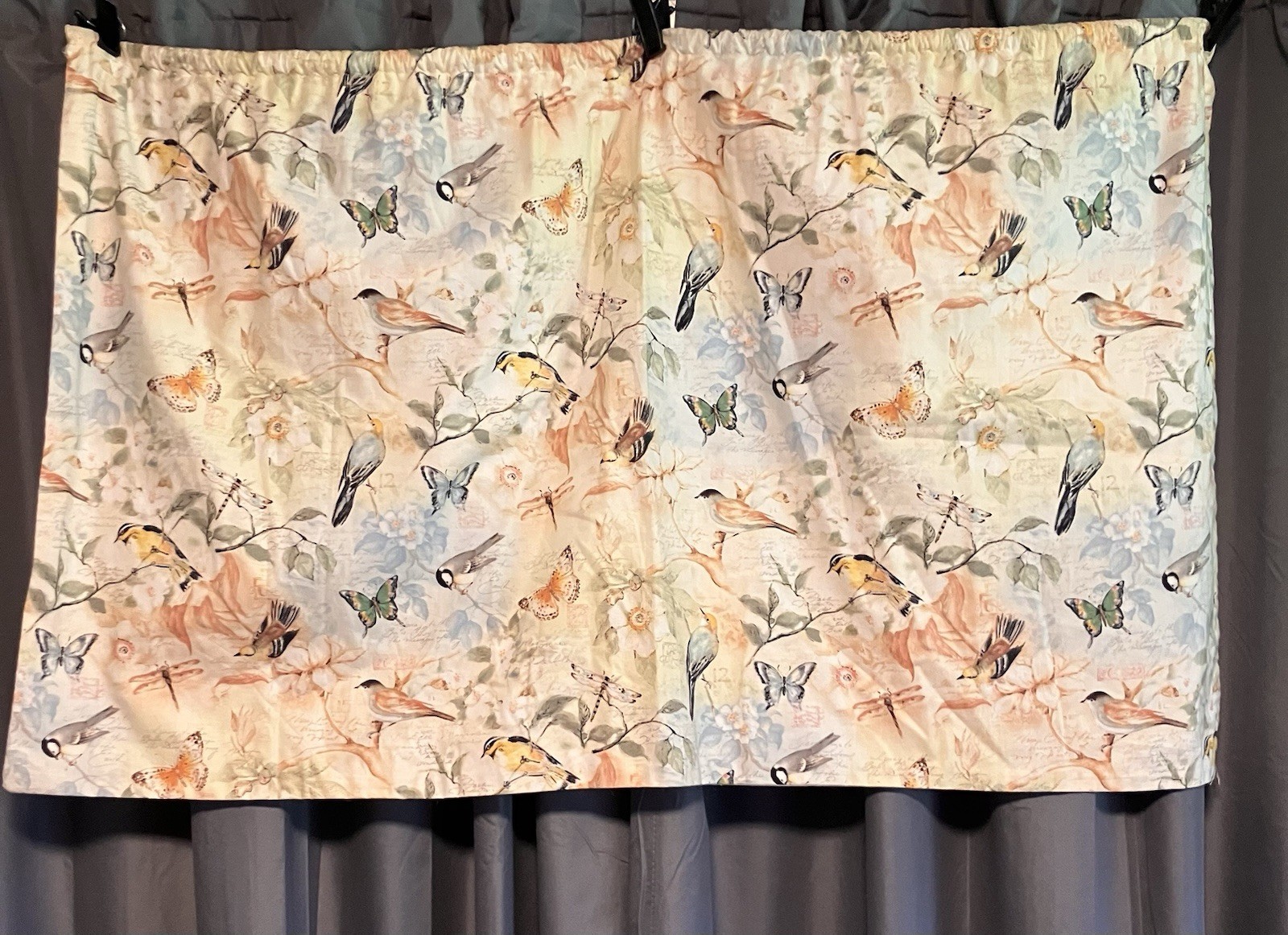 Handmade Bird Butterfly Floral Window Valance Nature 27″ x 39″ Farmhouse
