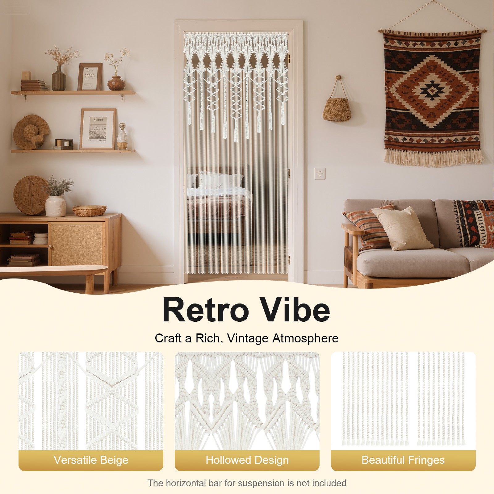 Handmade Macrame Wall Hanging Boho Home Backdrop Door Window Curtain Decor