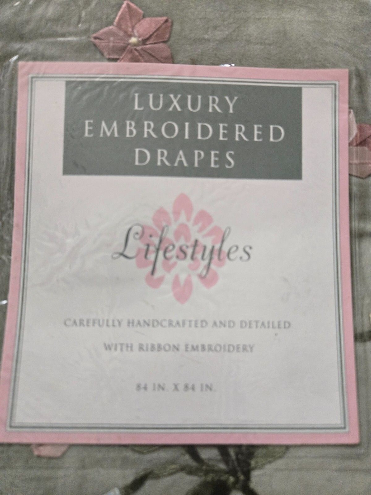 Luxury Embroidered Drapes «Lifestyle» EC0398 VELVGDN(Sage Green.)New Old Stock