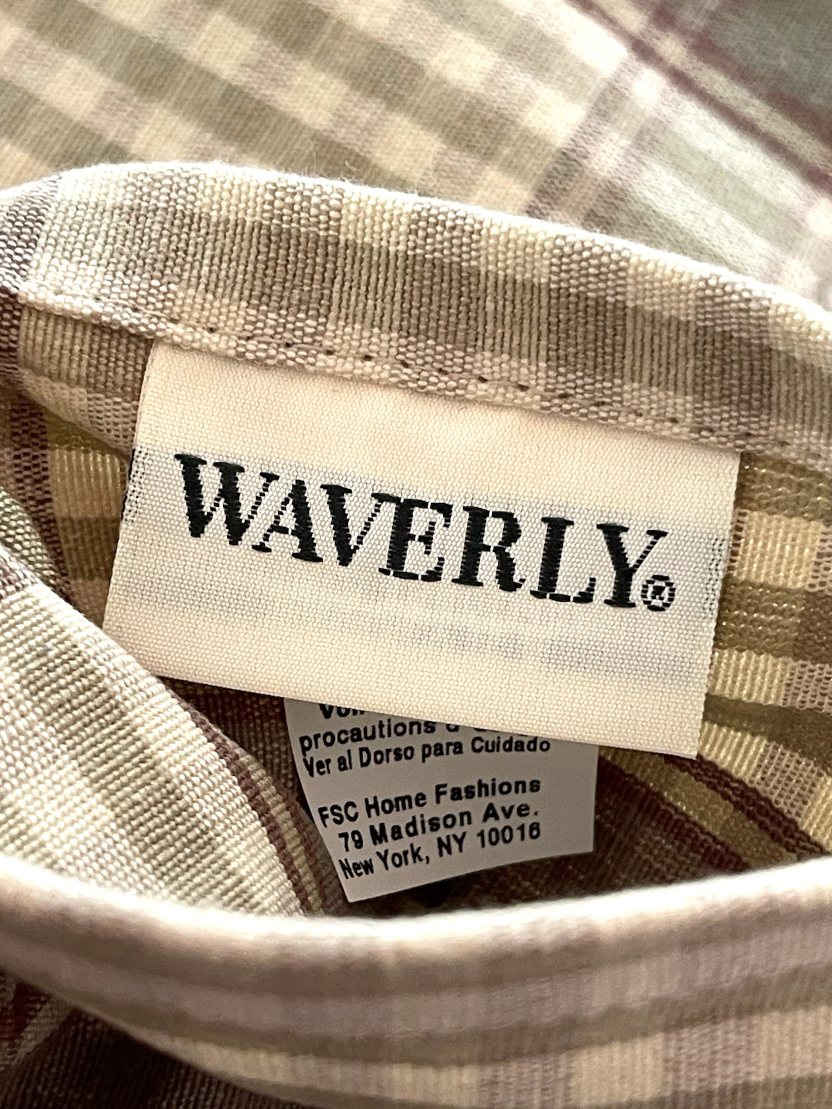 Waverly Country Valance Cream Green Plaid Rod Pocket 100% Cotton India 82″ x 17″