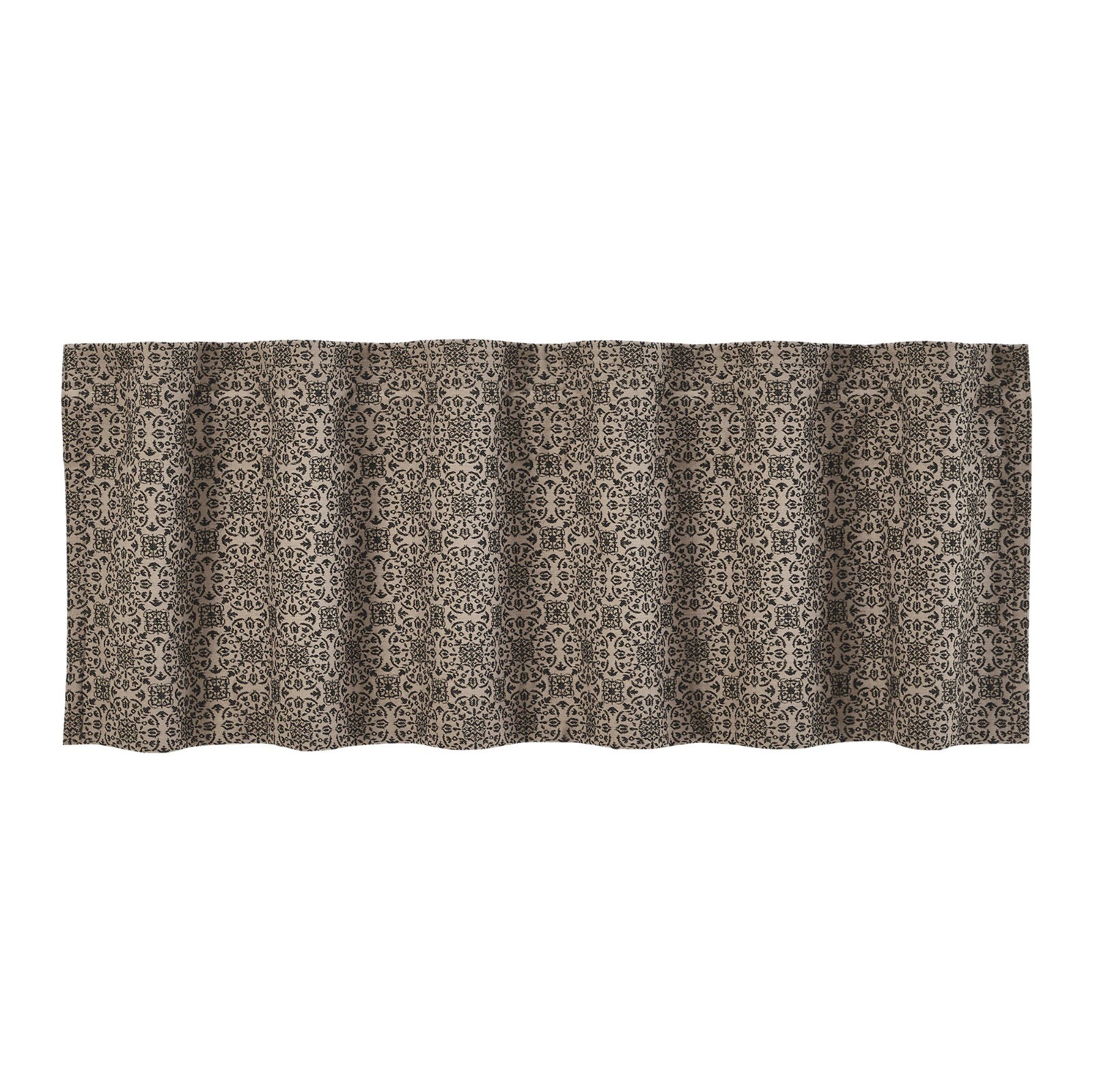 New Primitive OAT BLACK MEDALLION COVERLET VALANCE Topper Curtains Lined