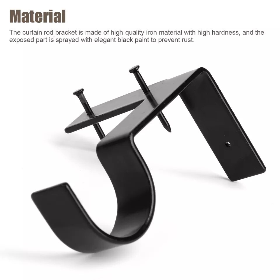 4Pcs Curtain Pole Brackets No Drill Curtains Rod Holder Into Wooden Window Frame