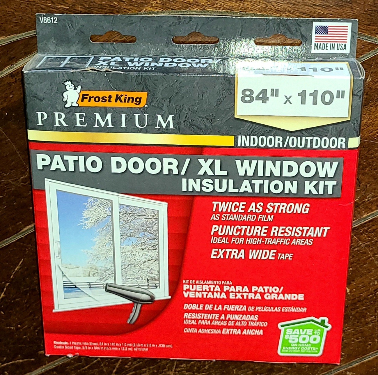 Frost King Patio Door/XL Window Insulation Kit 84″ x 110″ Indoor/Outdoor~ #V8612