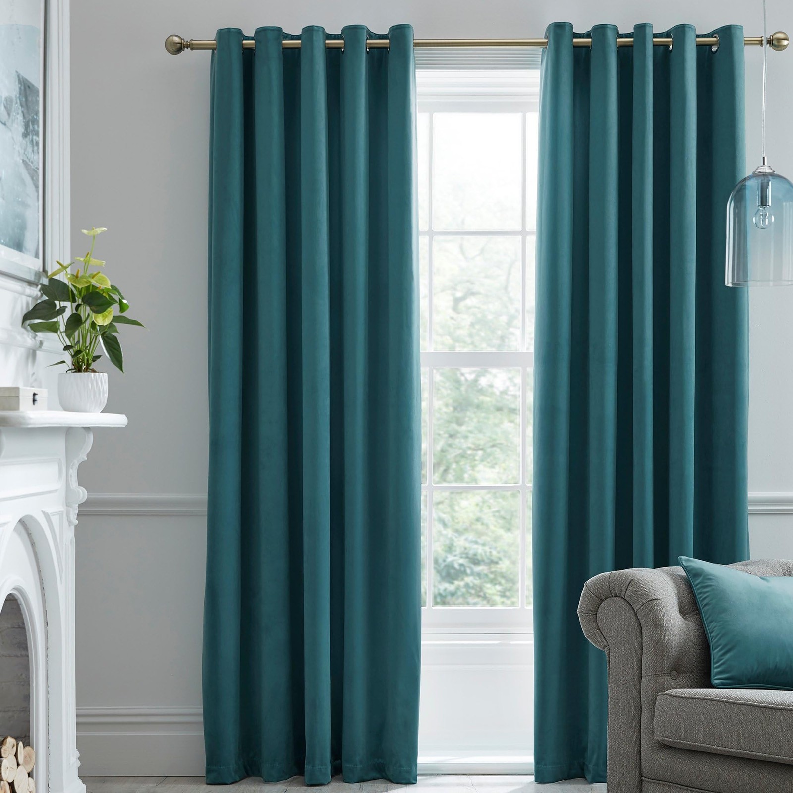 Velvet Blackout Curtains, For Bedroom, 117 x 137 cm, 2 Panels, Eyelet…