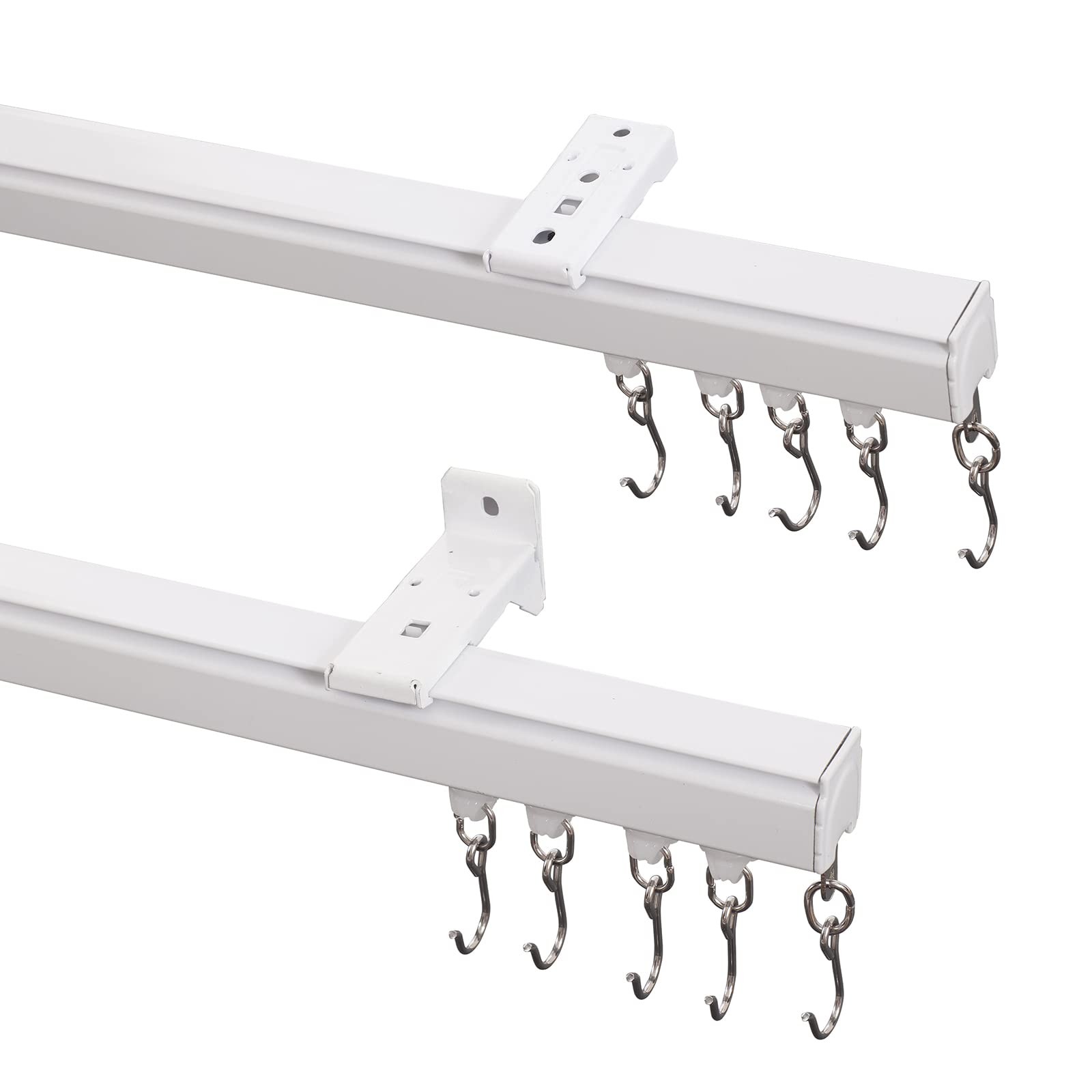 Durable Adjustable Curtain Track Kit 12 to 18ft Ceiling Wall Mount with Hooks