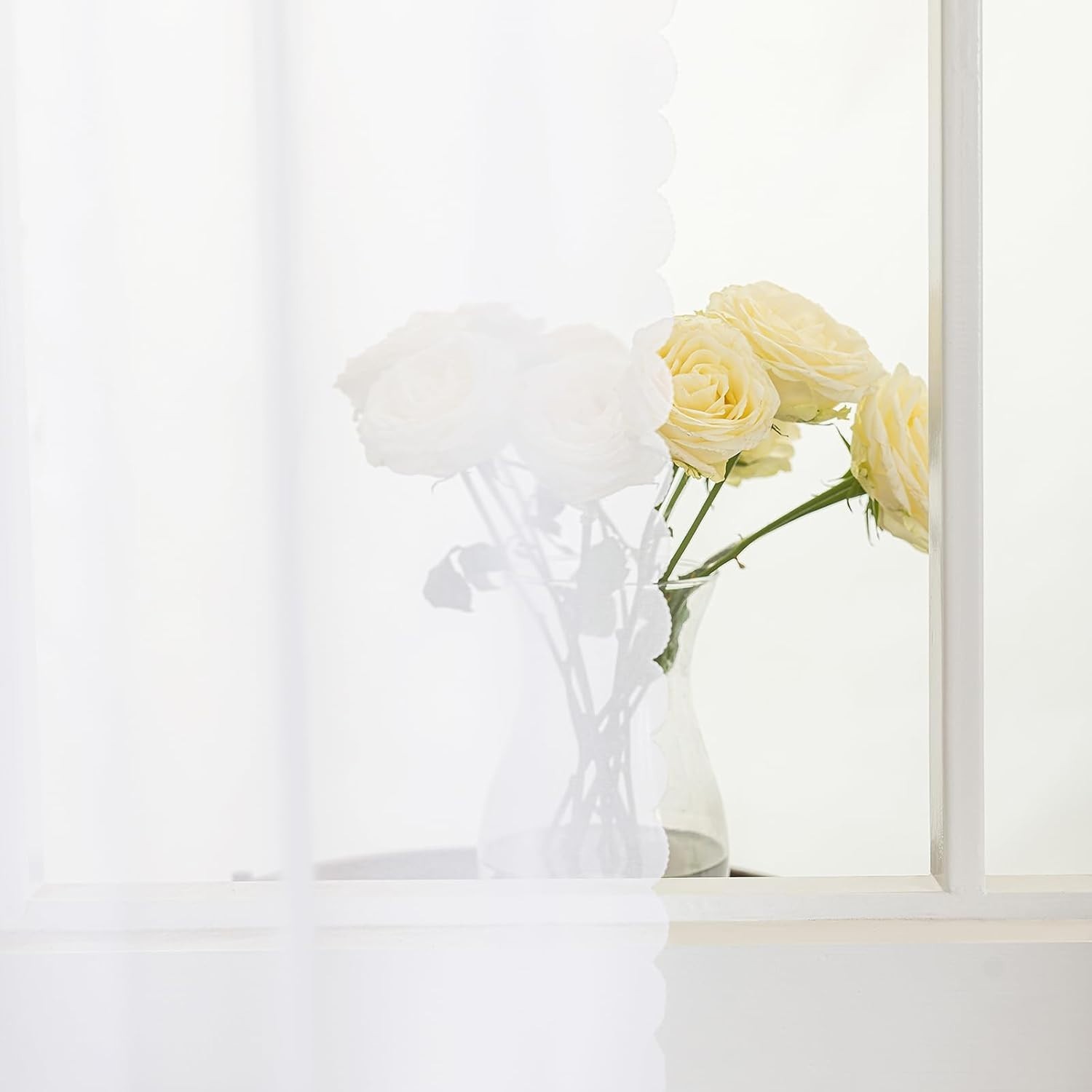 Elegant White Sheer Curtains 84″ Length, 2 Panel Set for Modern Living Spaces