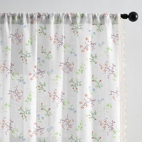 Floral Curtains Farmhouse 52″W x 63″L (Pack of 2) New Tassel Farmhouse Floral