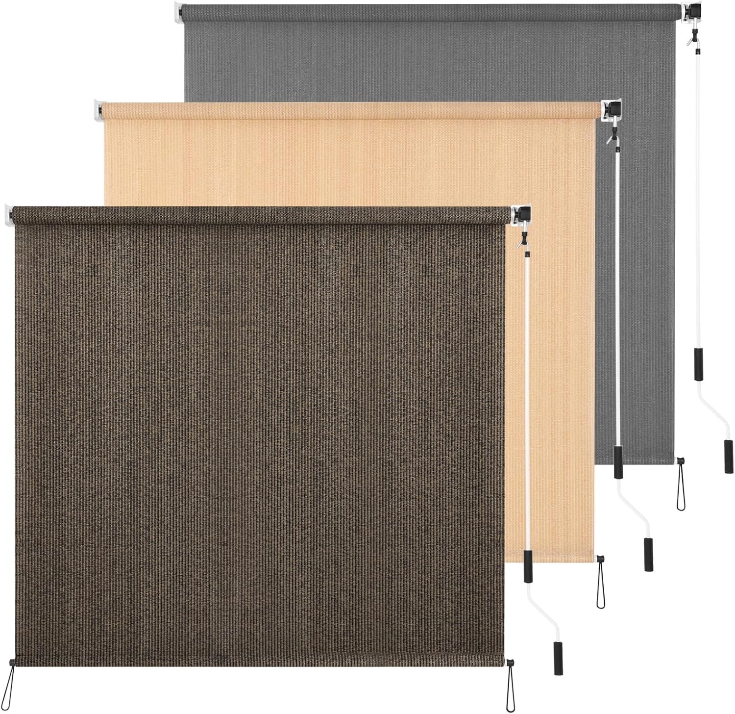 Outdoor Roller Shade 6′ W x 6′ L Cordless Patio Shades Roll Up Outdoors Blinds