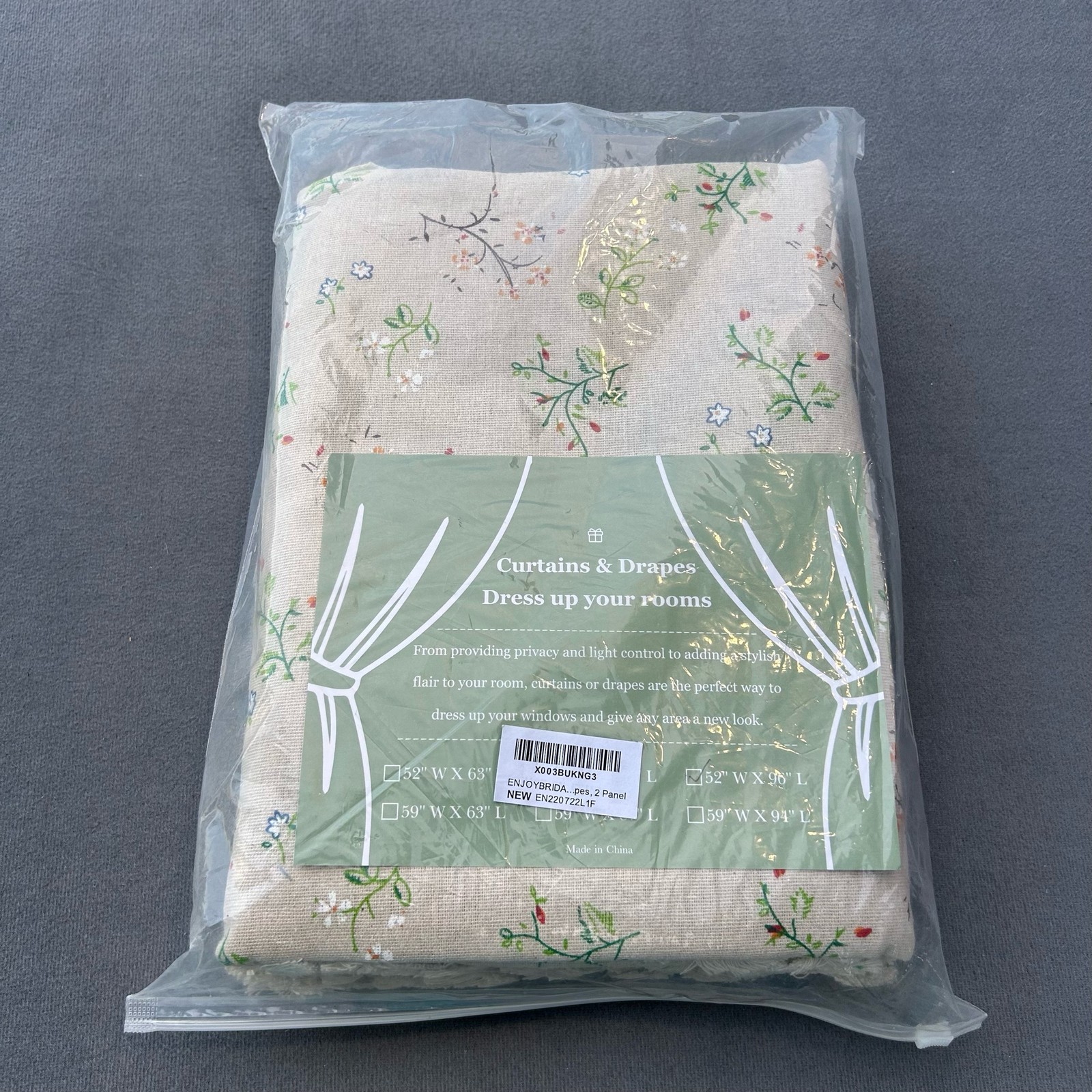 BRODA Floral Curtains 52×96 2 Panels Farmhouse Light Filtering