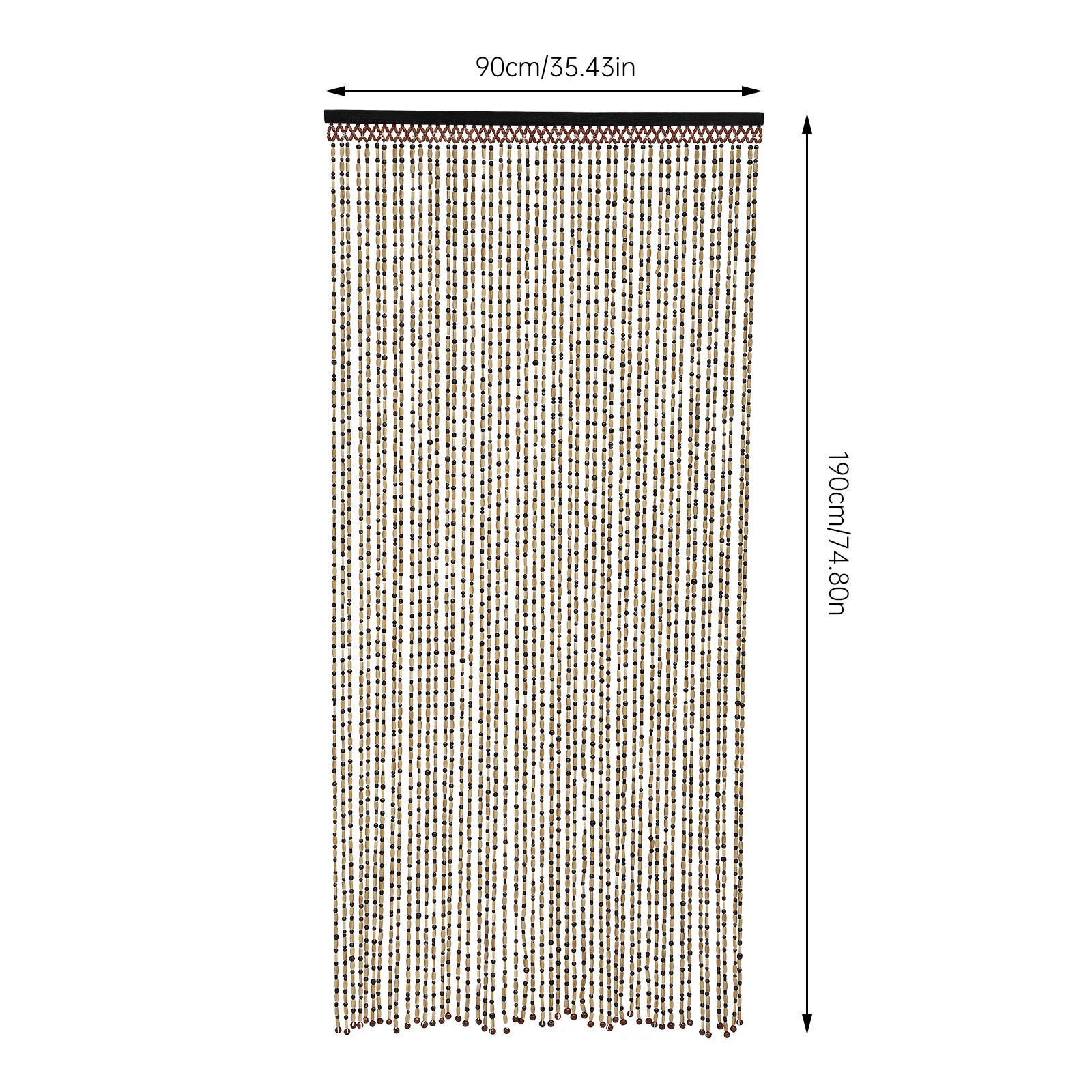74.8 Inch Boho Natural Wood and Bamboo Beaded Curtain for Doorway Room Divider