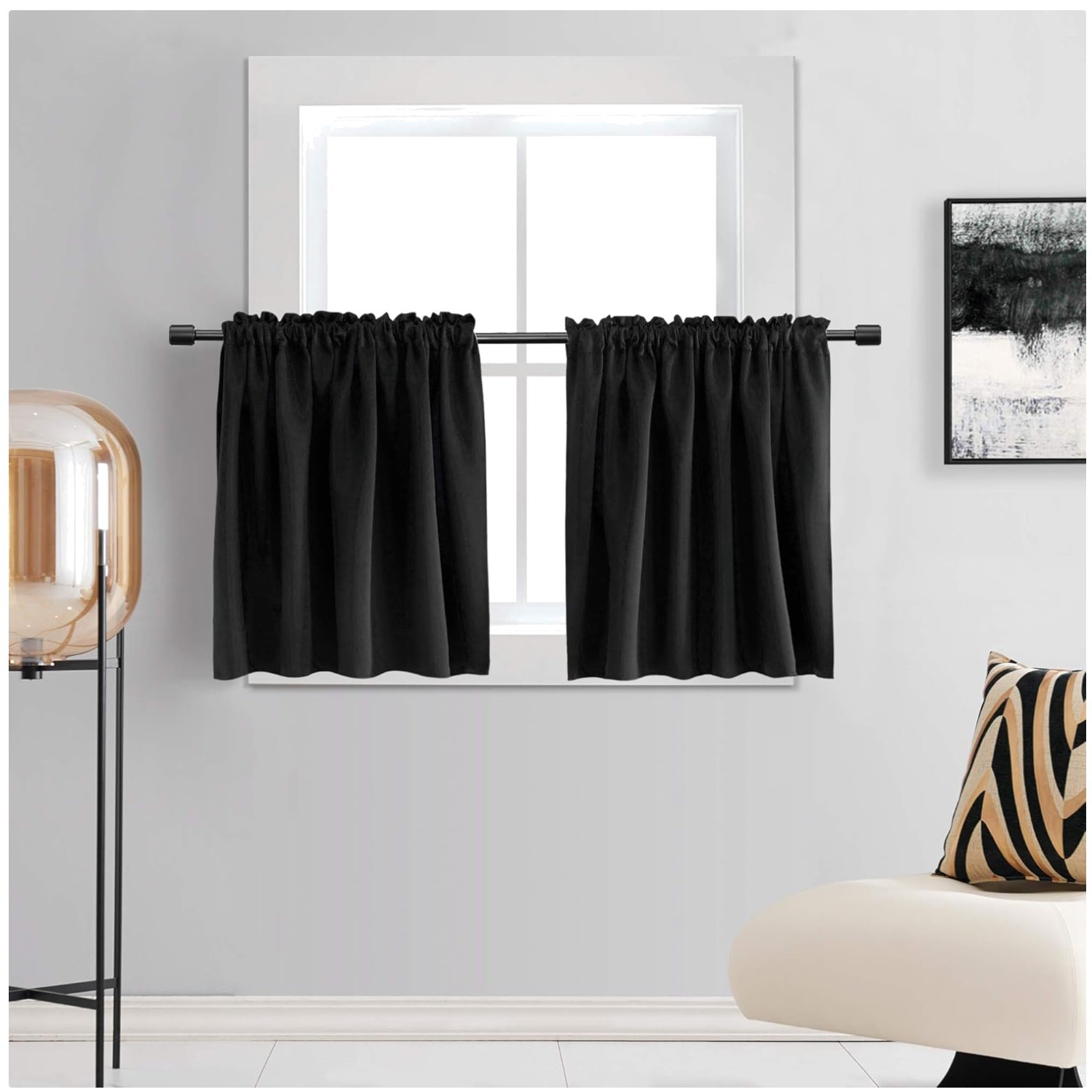 Bathroom Valances 30×30 – Blackout Curtain Tiers, 2 Pack