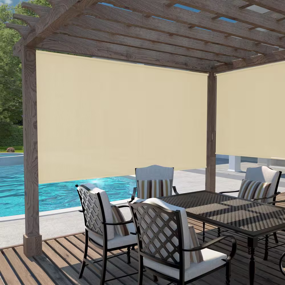 Sesame UV Blocking Fade Resistant Fabric Exterior Roller Shade 96 In. W X 72 In.