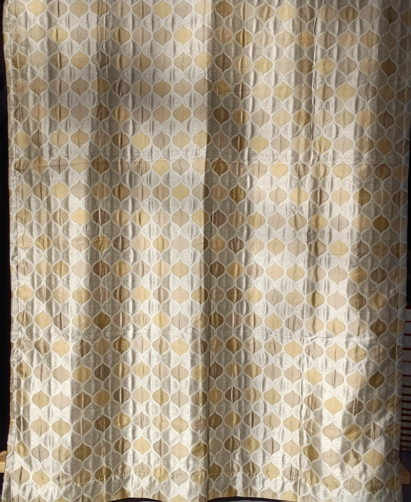 RICHLOOM Riga Curtains 51 x 96 Gold Silver Geometric Art Deco Hollywood Regency