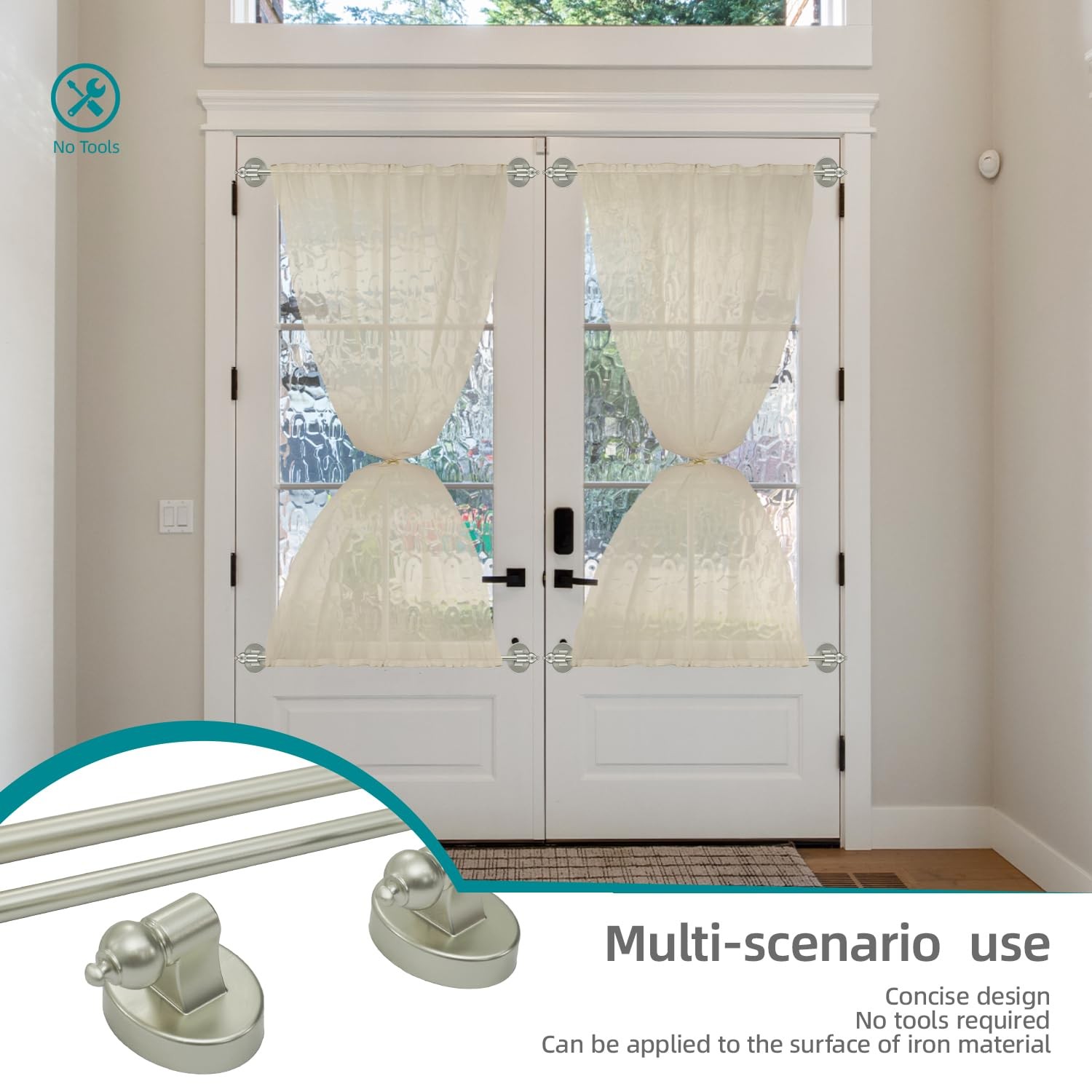 Magnetic Curtain Rods,Multi-Use Adjustable Appliance for Metal Doors,Windows,…