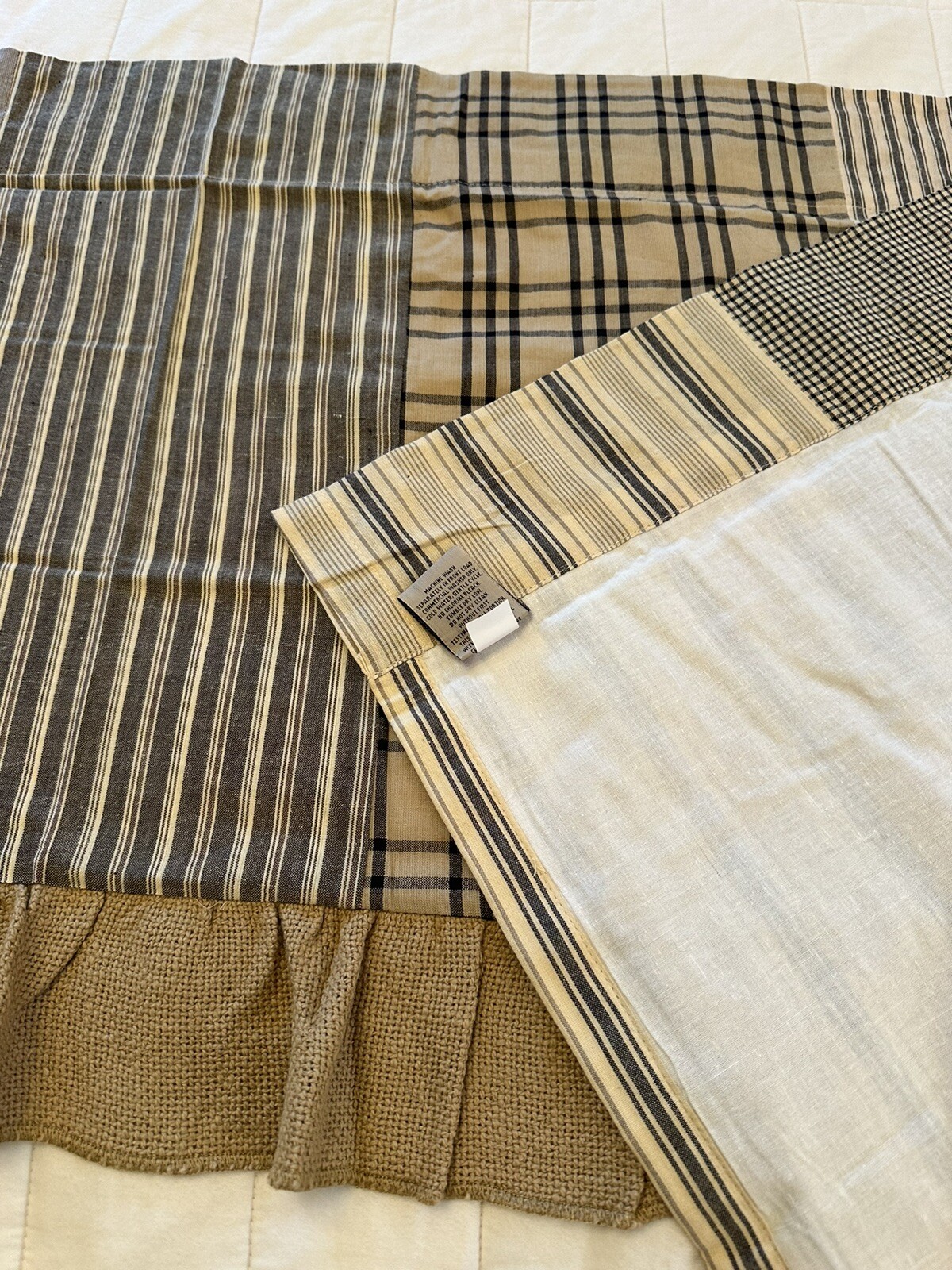 Pair Farmhouse Curtain Valances Beige Gray April & Olive VHC Brands 19×72”