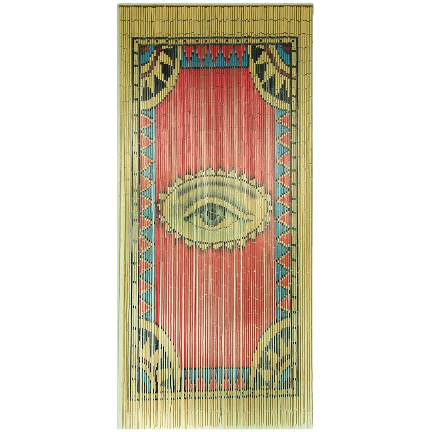 Boho Beaded Door Curtain – Hand-Painted Eye Design