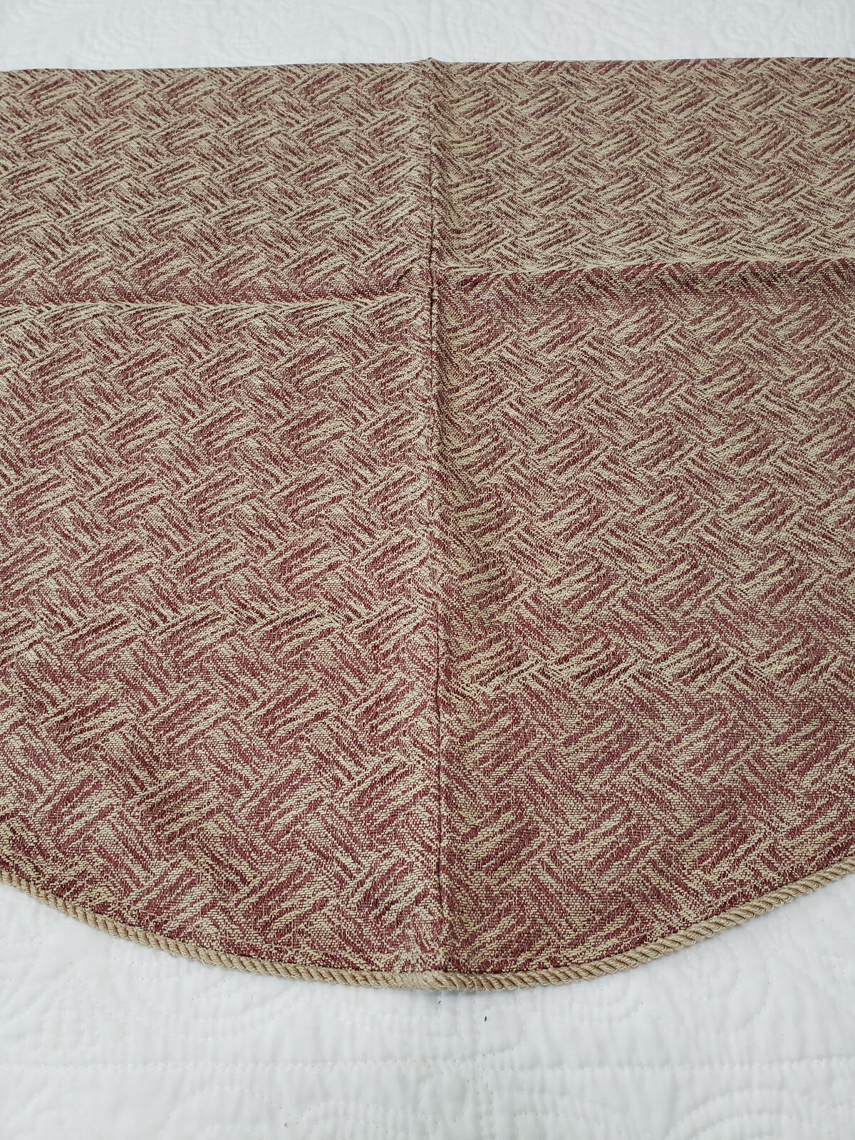 NWOT Vintage JC Penny Corded Valance Burgundy Tan Scalloped 80 X 20 in Approx
