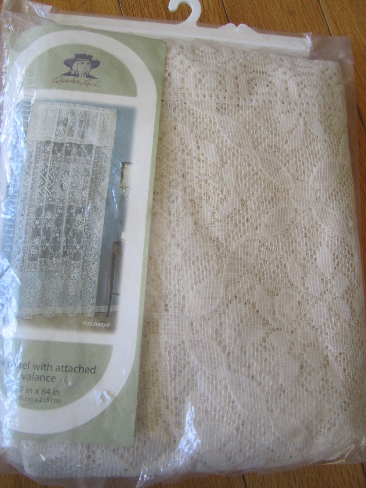 nos Quaker Lace curtain panel FLORAL VALANCE OFF WHITE IVORY VALANCE 57″ x 84″
