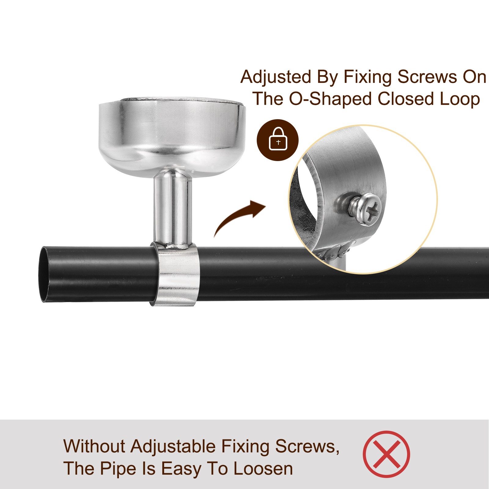4 Set Ceiling Mount Curtain Rod Bracket 25mm/0.98″ Pipe Length 100mm/3.94″