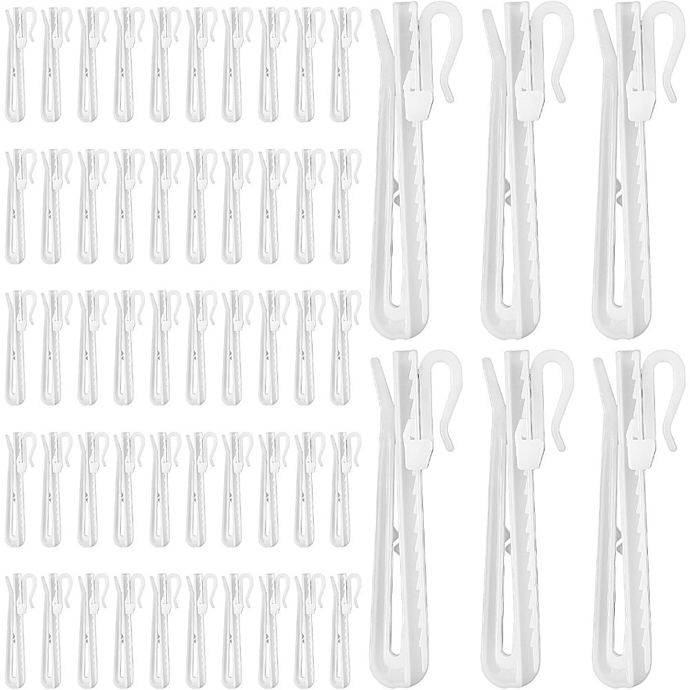 Adjustable Pinch Pleat Curtain Clips 50 Pcs Durable Ratchet System Pin Hooks for