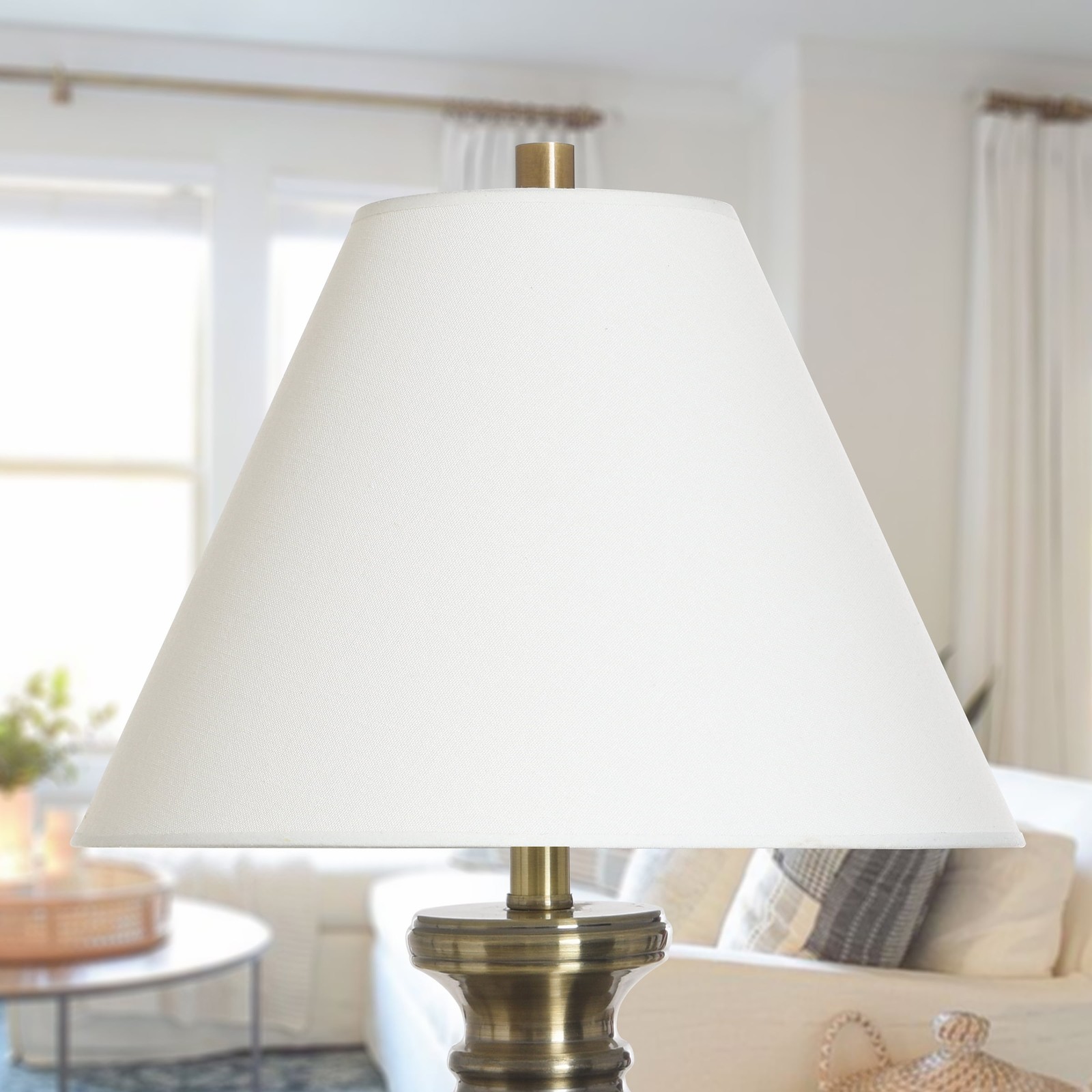 Linen Tapered Round Shade, Beige, 15″L x 15″W x 11″H