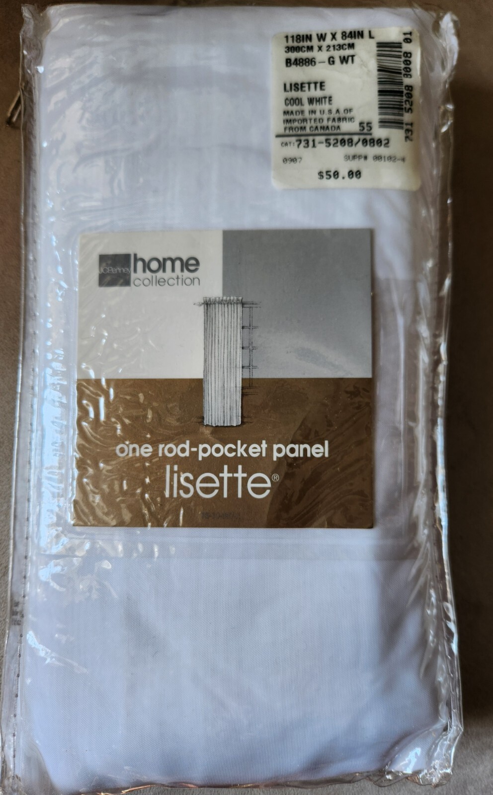 Lisette One-Rod Pocket Panel Cool White 118 x 84 Polyester Washable
