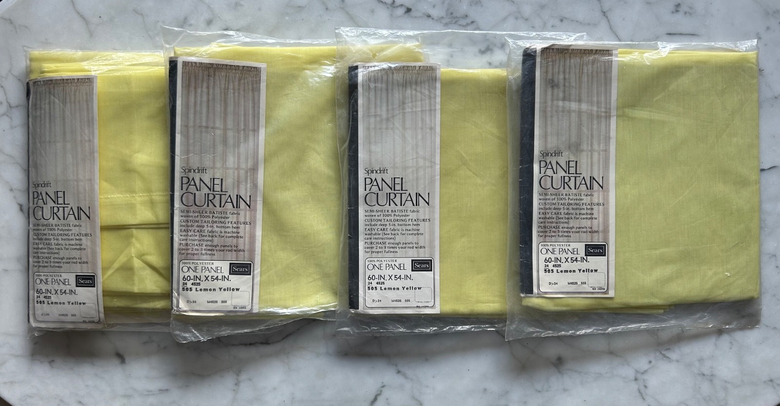 5 Mid-Century New/Old Stock Sears Spindrift Panel Curtain 60″ x 54″lemon Yellow
