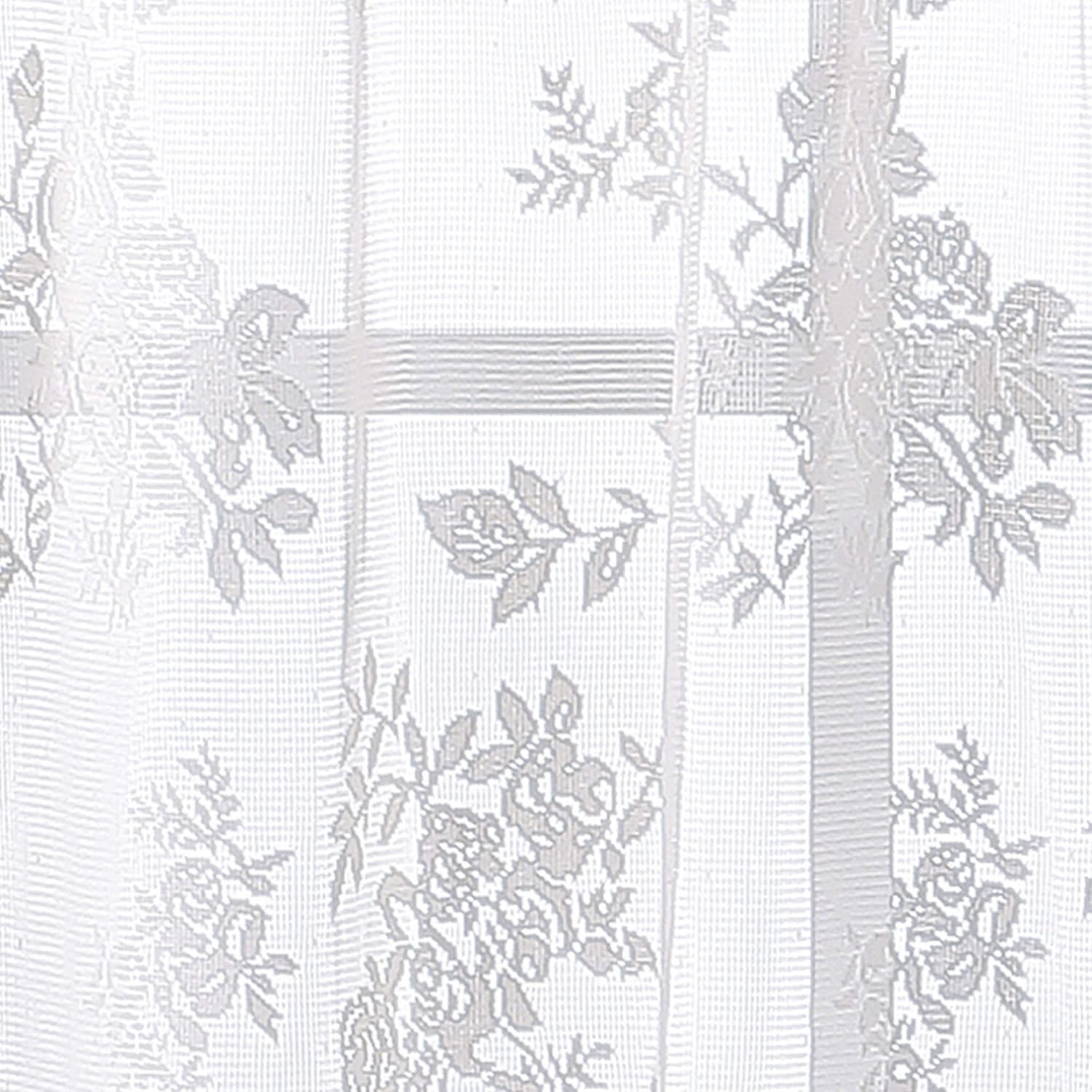 Sibella Lace Kitchen Curtain Window, Rod Pocket, 14 in Valance, White