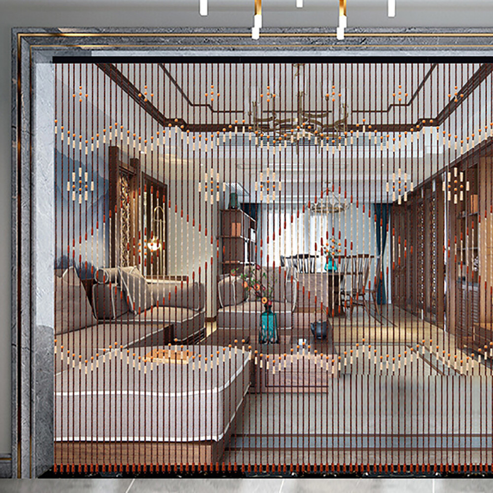 Retro Wooden Bead String Door Curtain Blinds Partition Curtain Porch for Bedroom