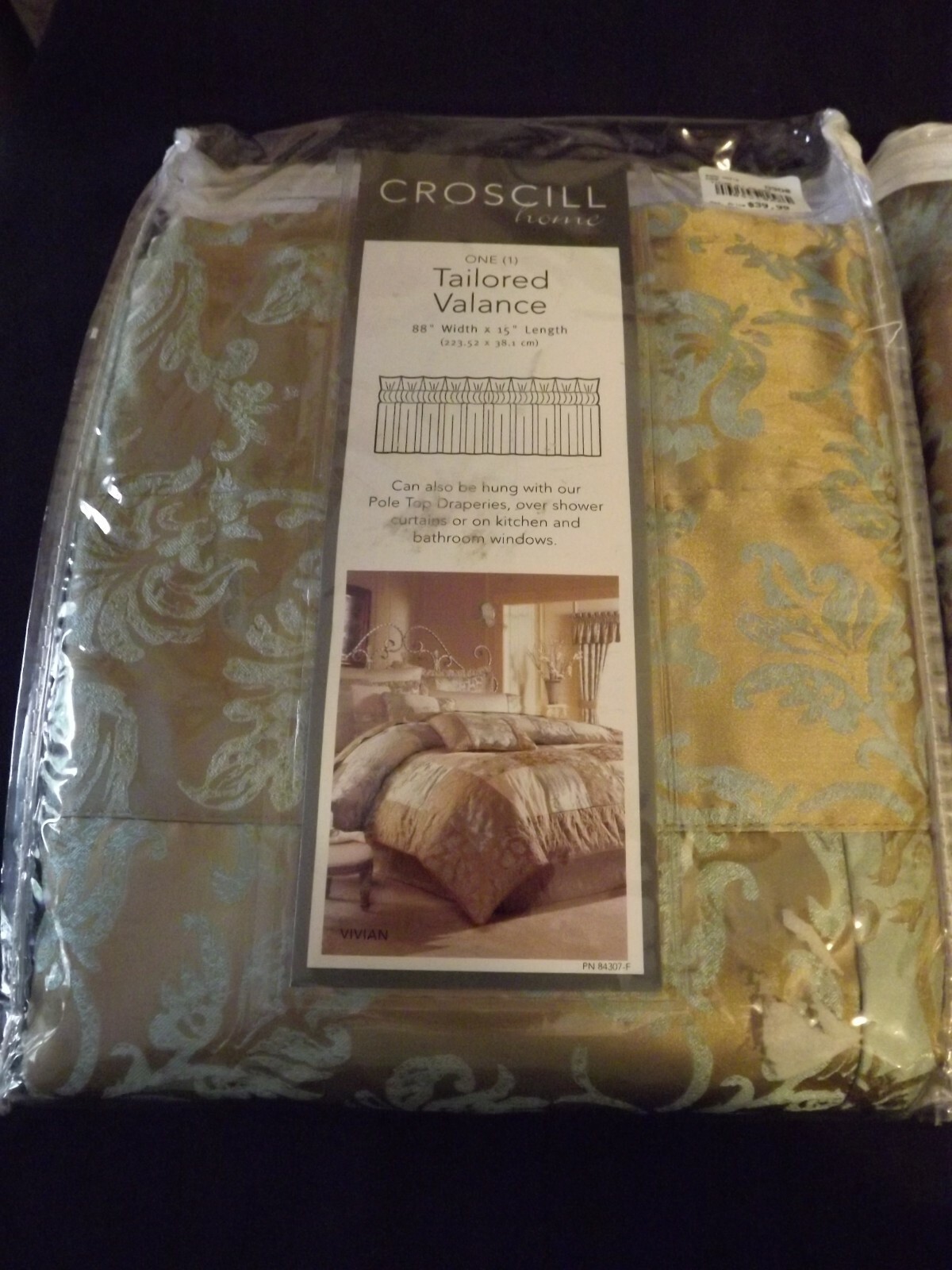 NEW CROSCILL lined VALANCE PATCHWORK gold ROBINS EGG BLUE cream SAGE 2 AVAILABLE