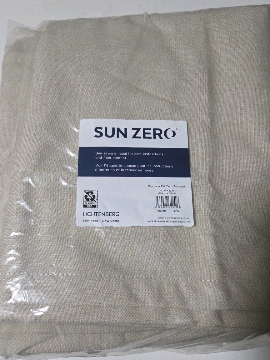 Sun Zero Blackout Curtain Panels 100×63 Ecr Linen Look Pair CC-PRT Lichtenberg