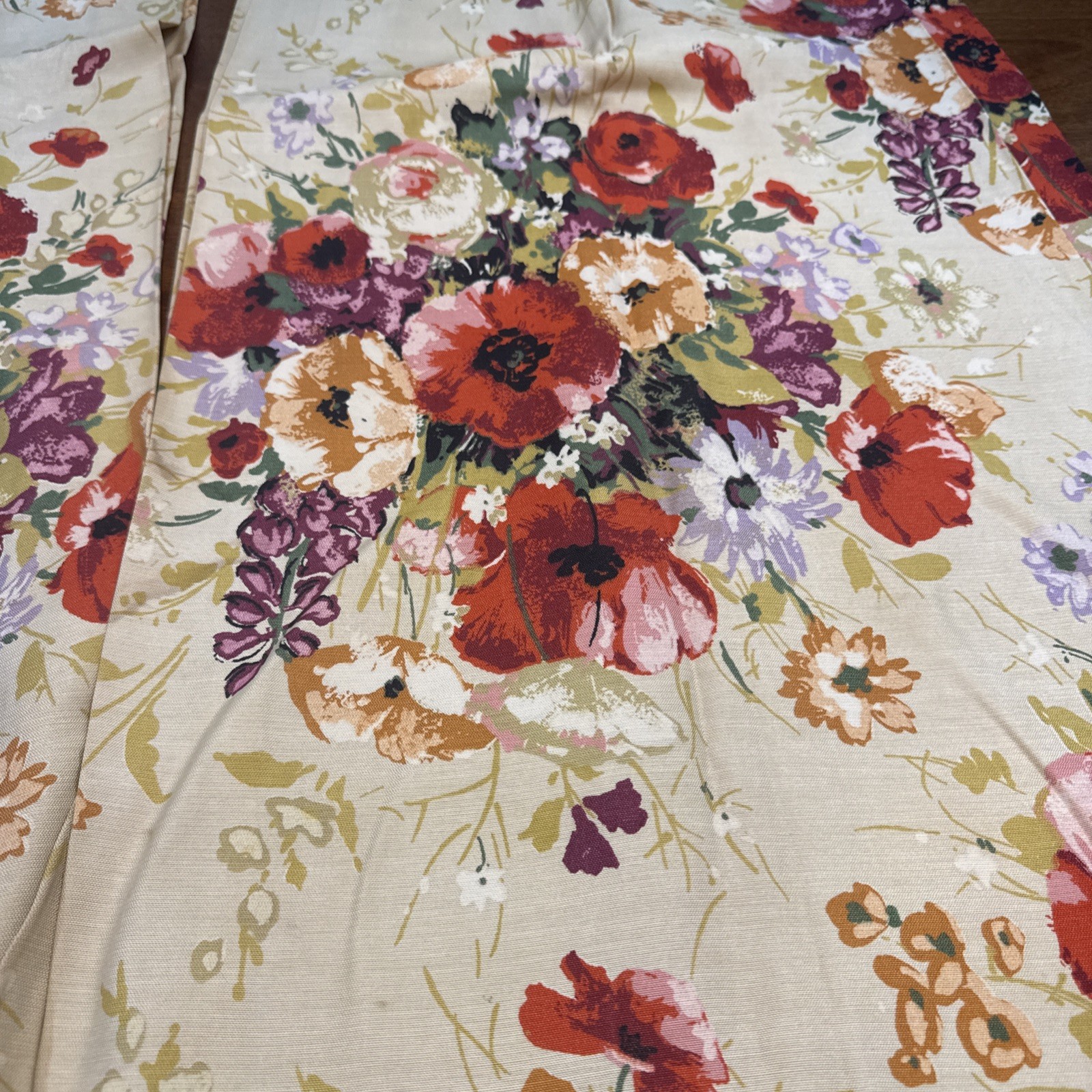 Curtain Drapes Pinch Pleat RETRO Floral Cottage Granny 26X56 CUTTER
