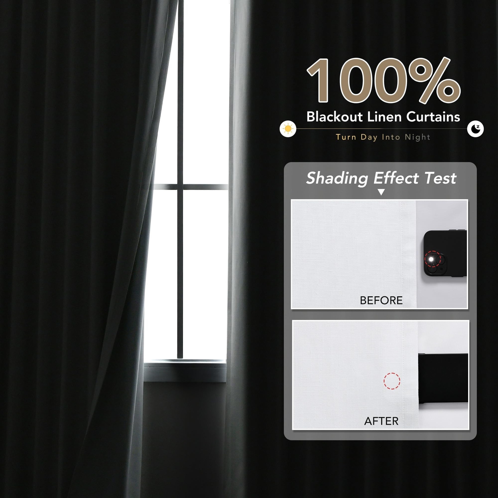 White Linen Blackout Curtains 84 inches Long for Bedroom Modern Elegant White…