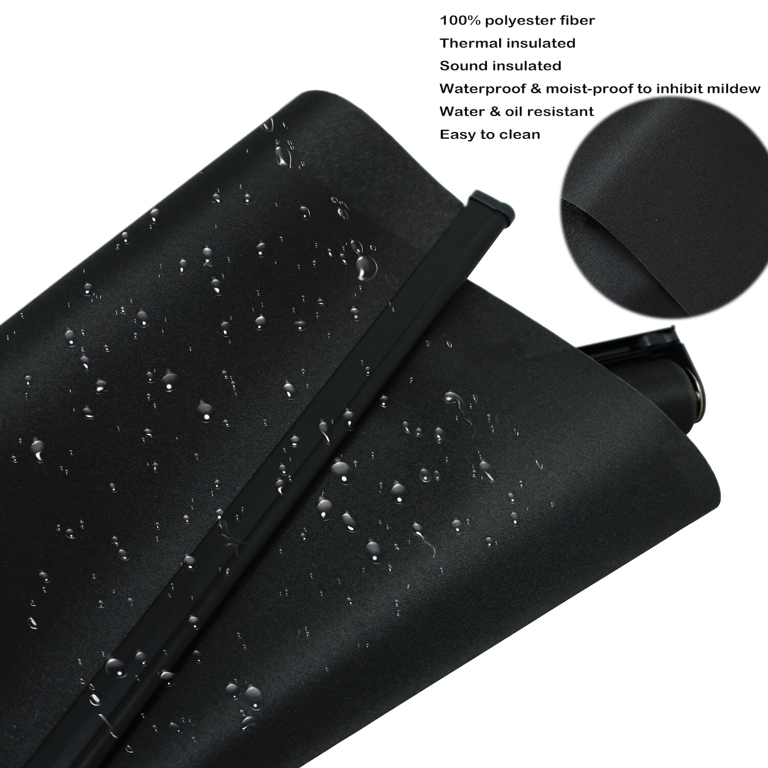 Black 44″x72″ Cordless Blackout Roller Shades Window Blinds Waterproof Insulated