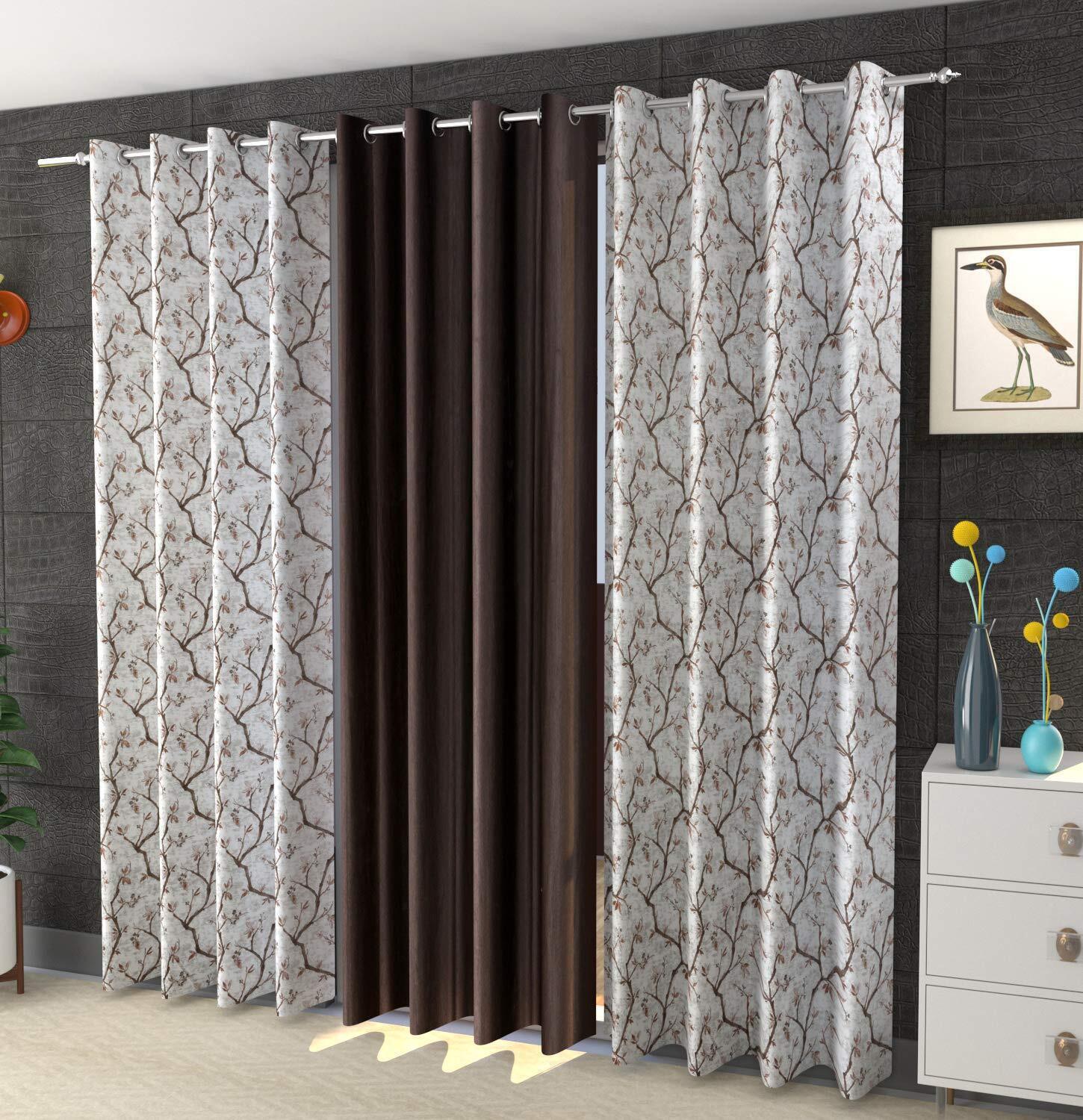 3 Piece Printed Grommet Eyelet Ringtop Hippie Door Window Curtain Set 5 7 9 Feet