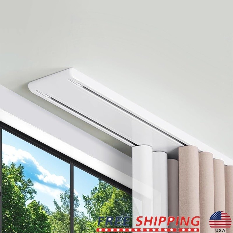 98.4in Double Row Curtain Tracks Heavy Duty Drop Curtain Rails White New