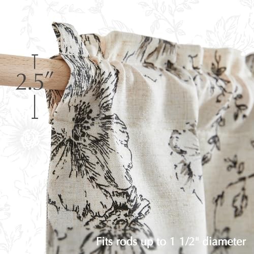Polyester Blend Valance Curtain 50″W x 16″L (Pack of 1) Floral Black on Beige