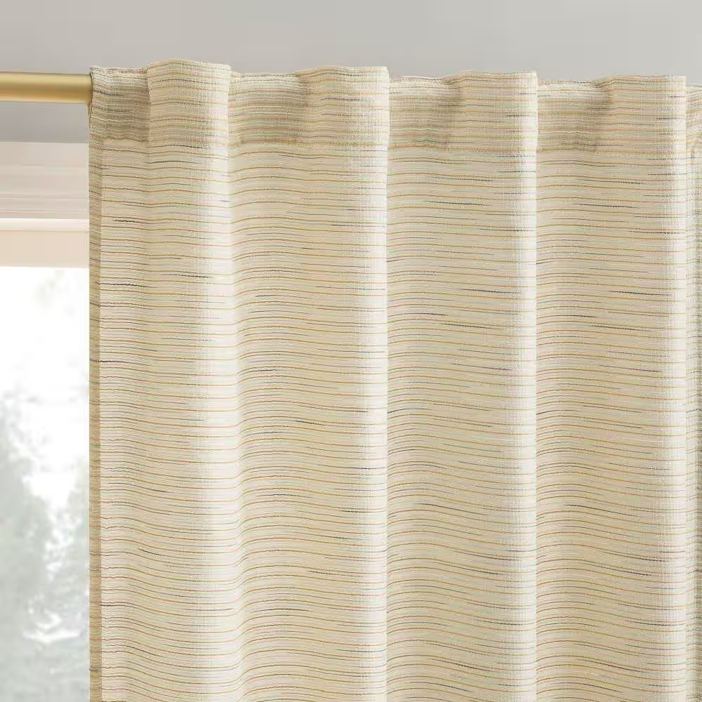 Laurel Space Dyed Textured Taupe Faux Linen 40 In. W X 84 In. L Back Tab Light F
