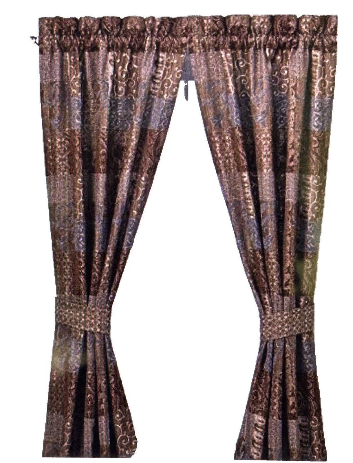 CROSCILL GALLERIA BROWN BLUE (PAIR) DRAPERY PANELS 41 X 84 TUSCAN POLE TOP NEW